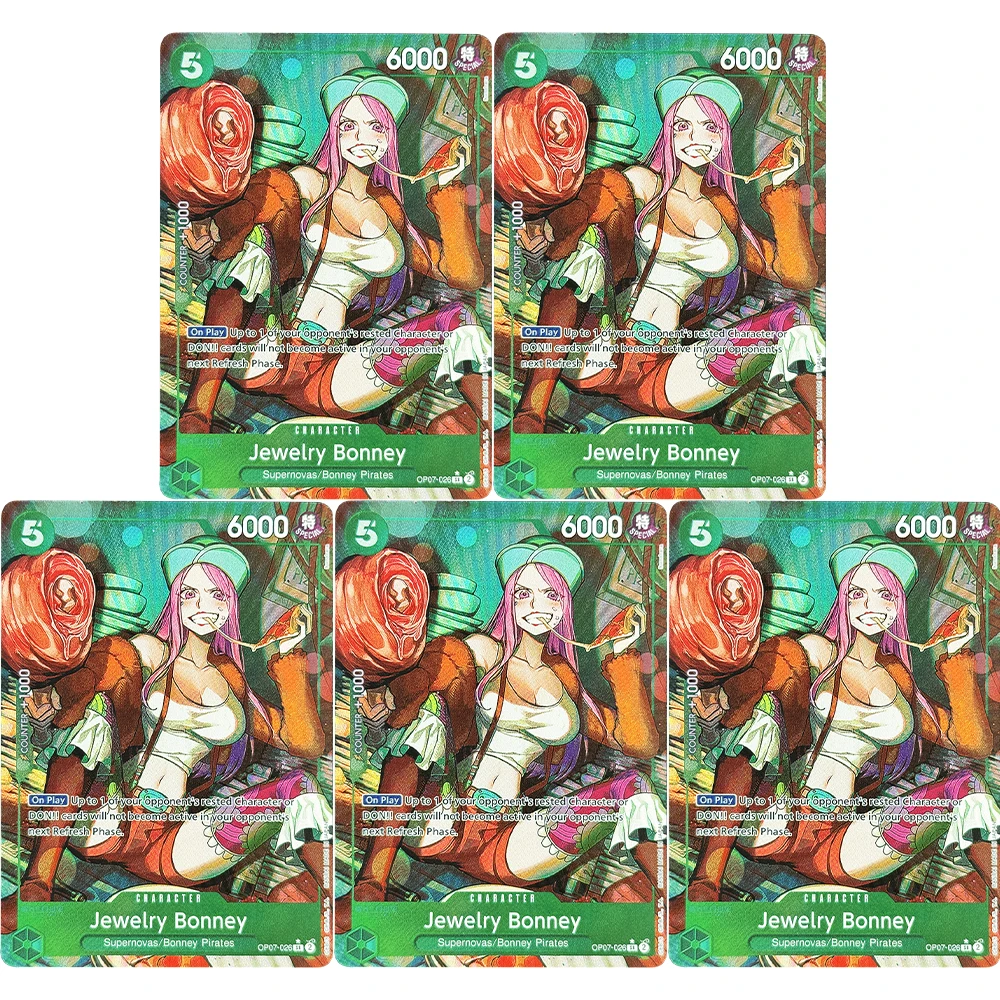 5PCS One piece Haracter Game Foil Texture Card OP07 500 Years in the Future Urouge Jewelry Bonney Boa Hancock Portgas.D.Ace OPCG