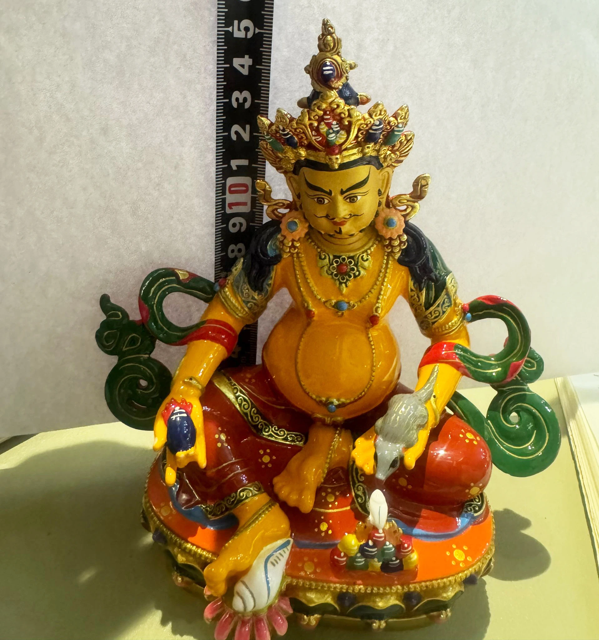 Buddhism high grade Nepal Color drawing God of wealth Yellow Jambhala buddha statue HOME Temple efficacious Protection
