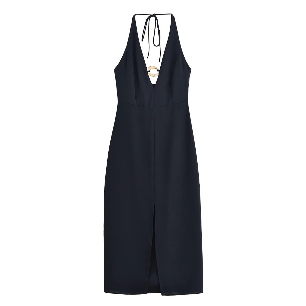 

Vintage Chic Women's Dress Black Halter Neck Sleeveless Backless Zipper New Vestidos Fashion 2025 Summer Slim Fit Maxi Dress