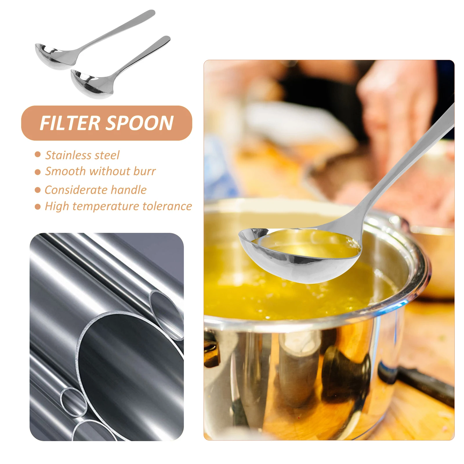 2 قطعة مغرفة الفولاذ المقاوم للصدأ وملعقة شوربة مجموعة مقاومة للحرارة مقبض المطبخ خلط أدوات المائدة الطبخ مقبض طويل ملعقة