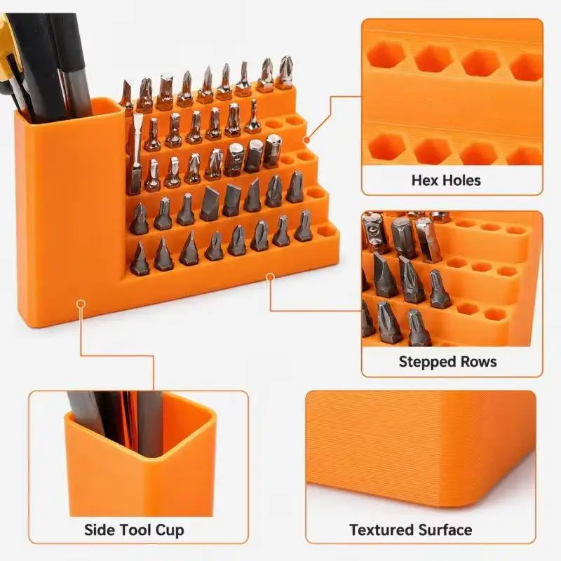 50-Hole Drill Bit Organizers Screwdriver Bits Holder Storage Tool Box Heavy Duty Tool Bag Power Gift Power Rack
