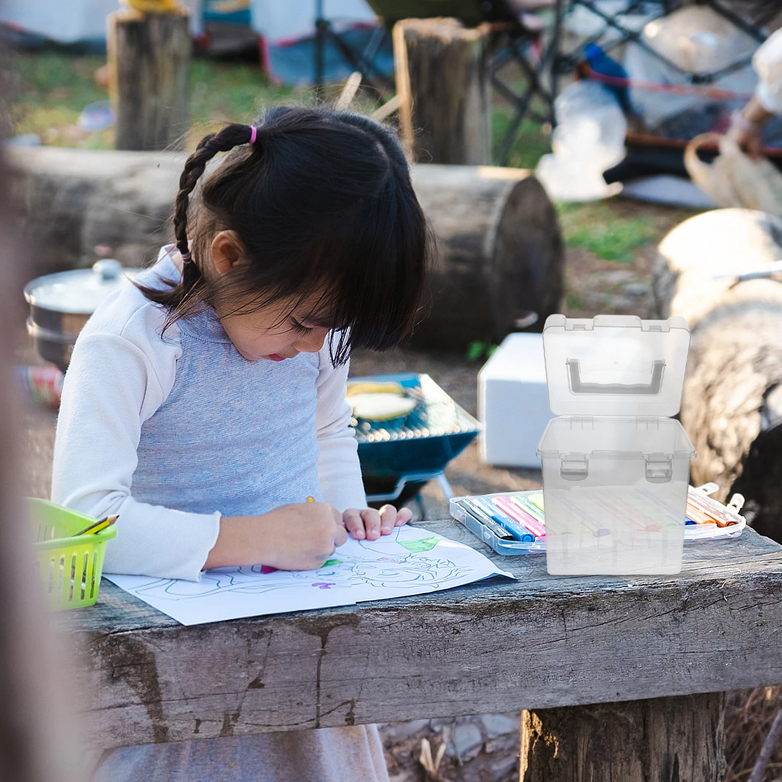 Doorzichtige markeropslag Transparant pennenetui voor kunstenaar Crayon Organizer Individuele compartimenten Veilige sluiting Lichtgewicht