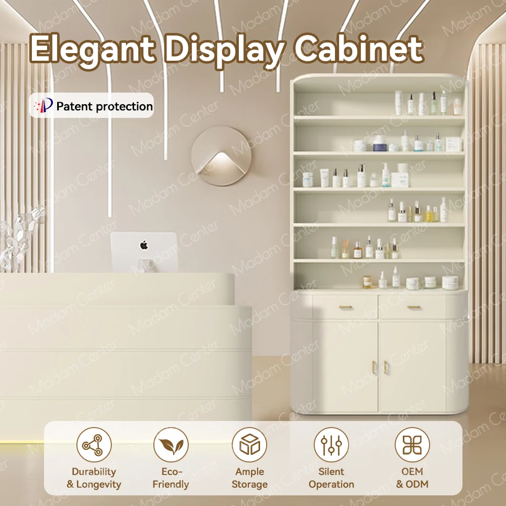 nail Modern Salon Display Cabinet Newest Style MDF Reception Counter Spa Hair Cosmetic Wig Store Interior Design