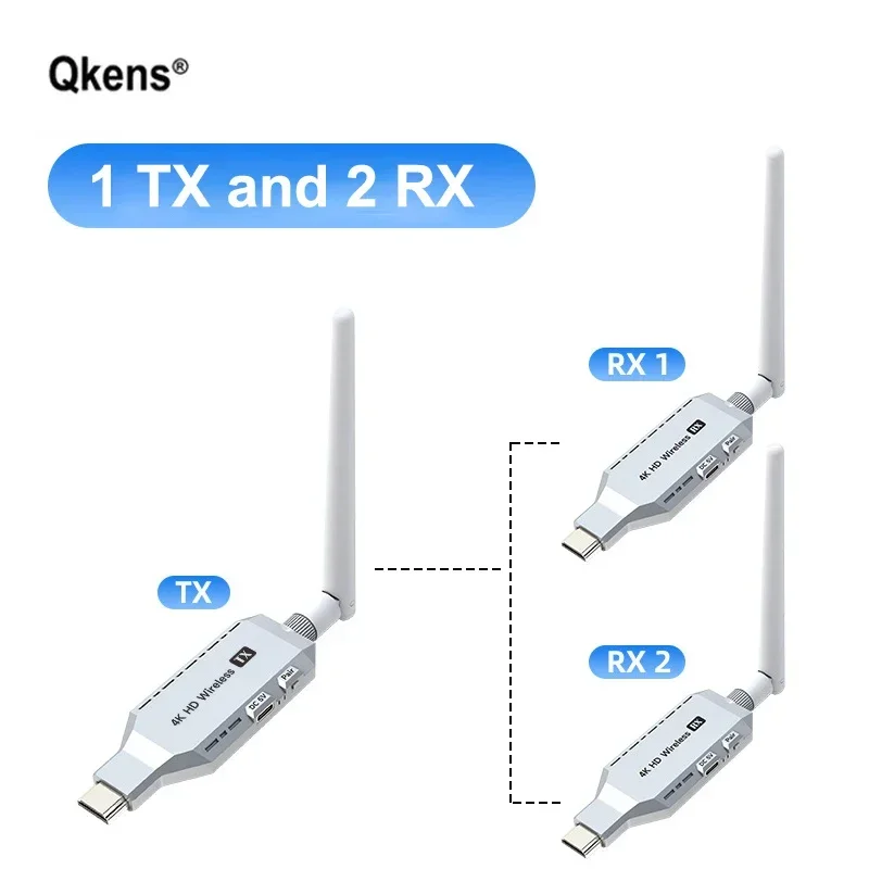 50M 4K Wireless HDMI Video Transmitter Receiver 1x2 Splitter Extender Display Adapter for TV Box DVD Camera PC To TV Projector