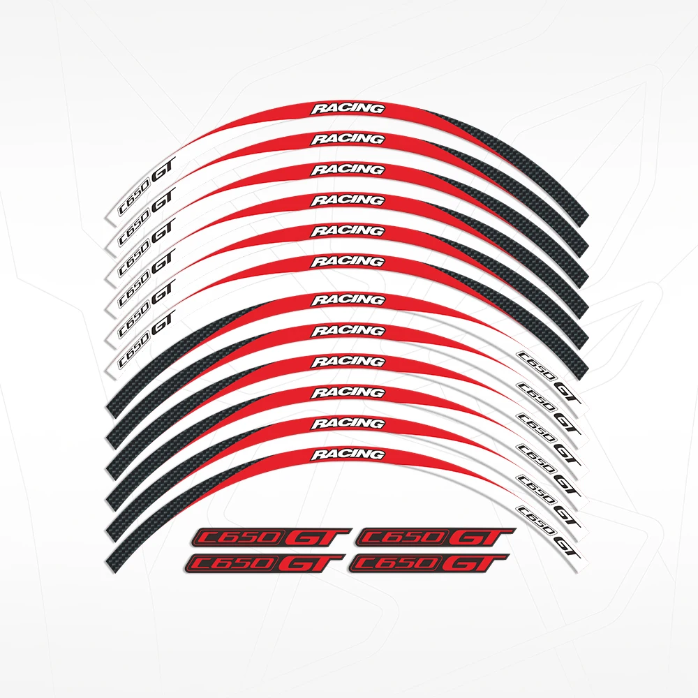 12 Strips Motorcycle Wheel Hub Stickers Rim Reflective Stripe Decorative Decals Tape Set For C650GT C 650GT 650 c650 gt