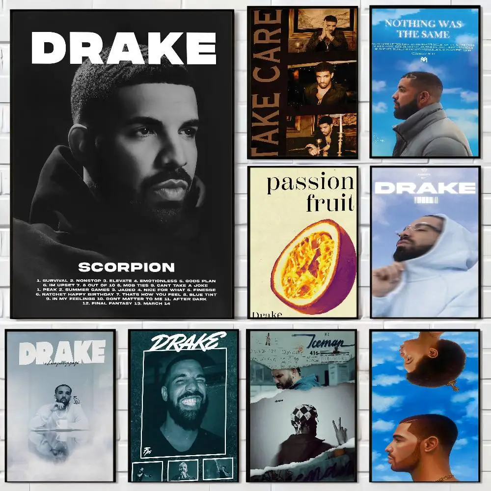 Rapper Drake Hip Hop Album Self-adhesive Art Poster Whitepap