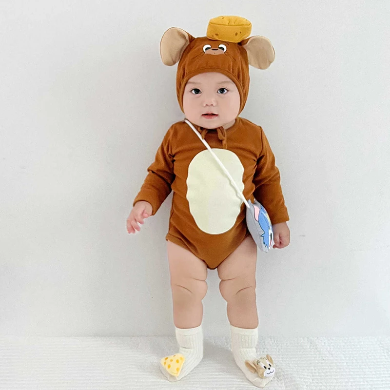 2024 nuovo arrivo Cartoon Toddler Cat Halloween pagliaccetto Animal Fancy Dress Up Baby Mouse Costume infantile