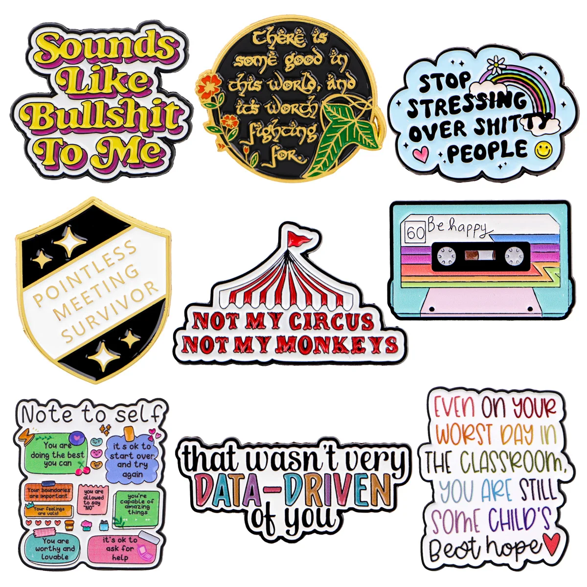 

Shield Enamel Pin Colorful Recorder Brooches For Lapel Pins Quotes Badge on Backpack Fashion Costume Accessories Jewelry Gifts