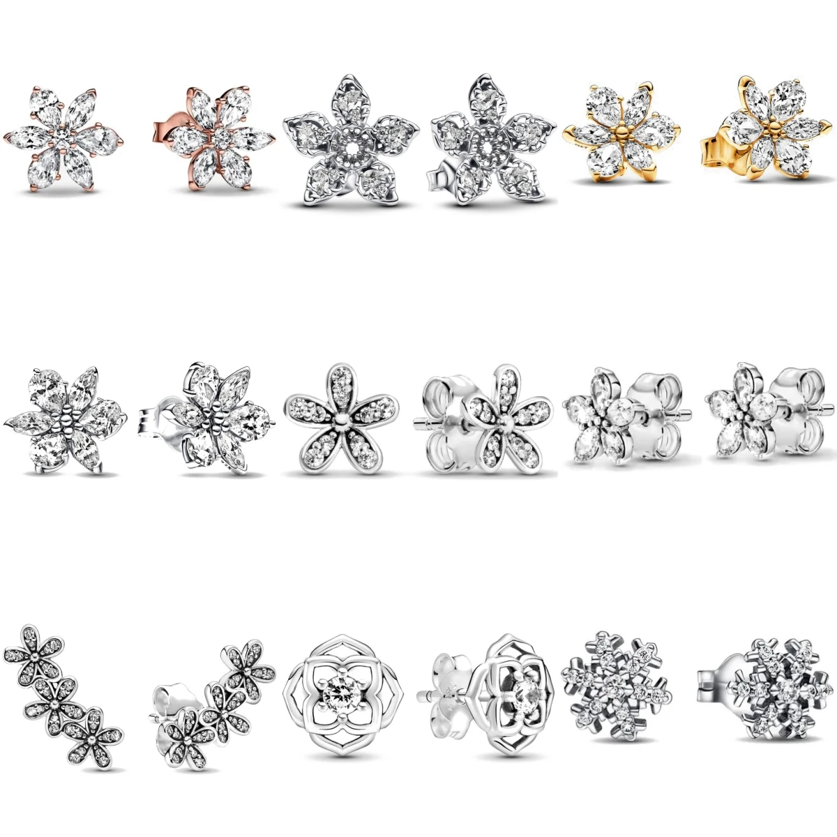 New Fashion 925 Sterling Silver Man-eating Flower Snowflake Earrings Fit Women's Jewelry Lover's Holiday Birthday Gift