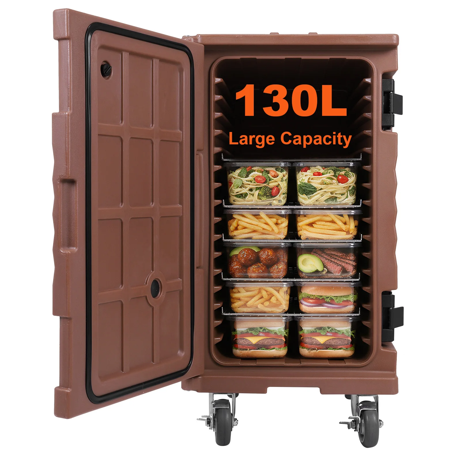 

118QT Insulated Food Pan Carrier Hot Box Food Warmer with Wheels W/Handles for Catering Restaurant Canteen Family Party