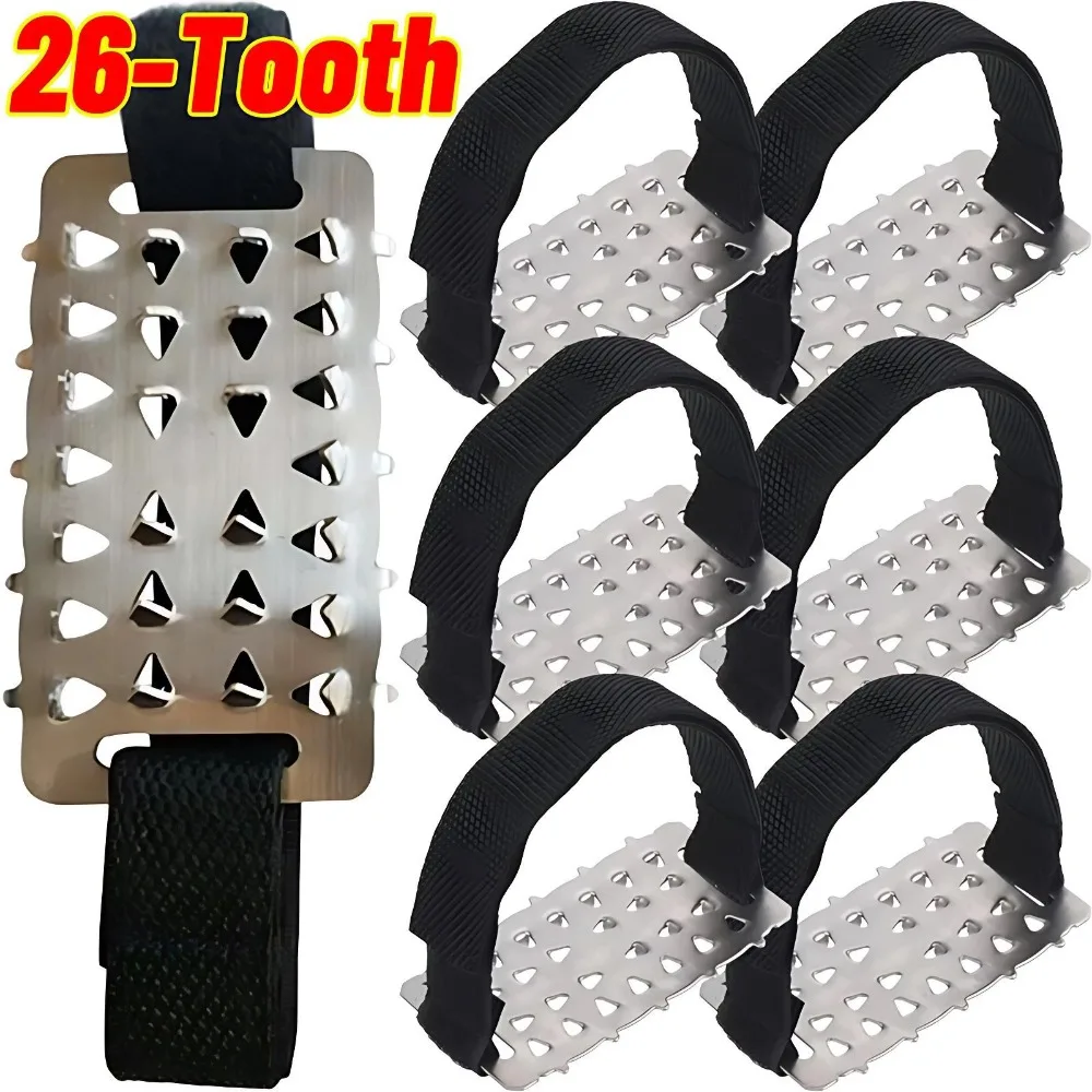 26 Teeth Stainless Steel Snow Ice Cleats Traction Crampons Anti Slip Shoe Spikes Grips for Boots Winter Walking Hiking Climbing