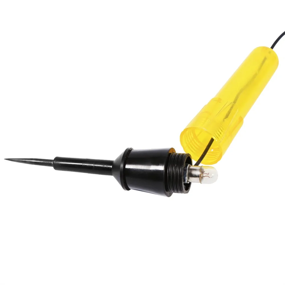 DC 6-24V Automotive Circuit Tester Pen Yellow Clear Indicator Window Circuit Tester Alligator Clip Carbon Steel Probe