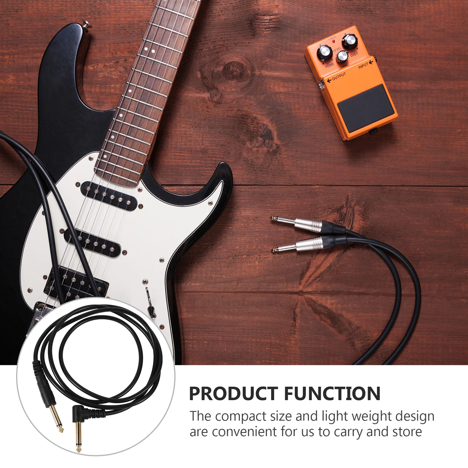 

2Pcs Electric Guitar Cable Durable PVC 6.35mm Right Angle Instrument Patch Cable Amplifier Wire Amplifier Wire