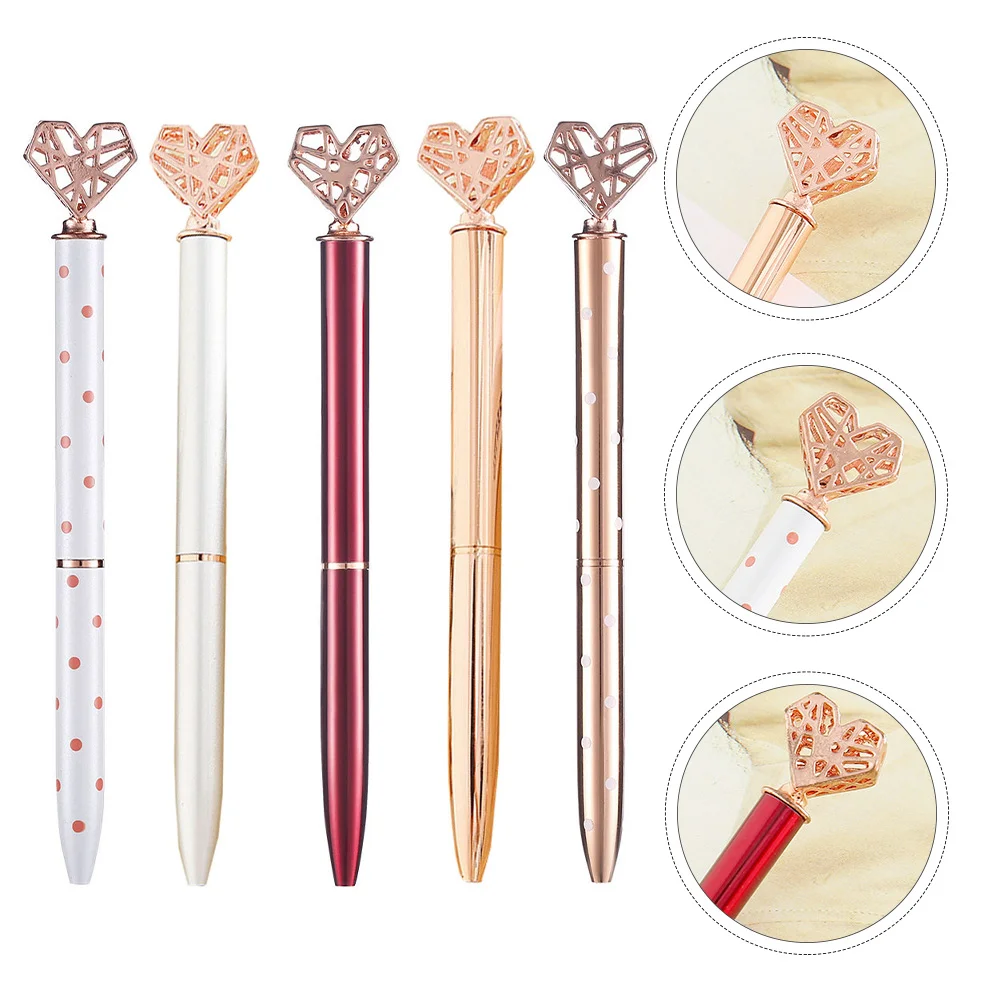 

5 Pcs Heart Shaped Ballpoint Pen Office Pens Writing School Cute Stationary