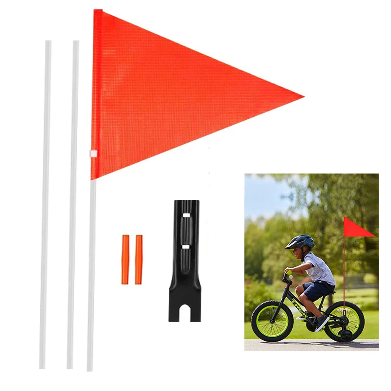 Bike Safety Flag Go Cart Water Resistant Safety Flag With Poles Children Bike Reusable Safety Flag For Trailer Kayaking