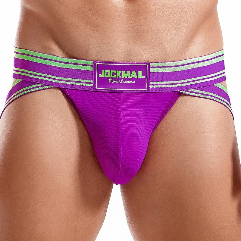 JOCKMAIL Men Jockstrap Thong Mens Bikini Briefs Sexy Gay Underwear Nylon Mesh Hip Lift Mesh Quick Dry Sports Wear Panties