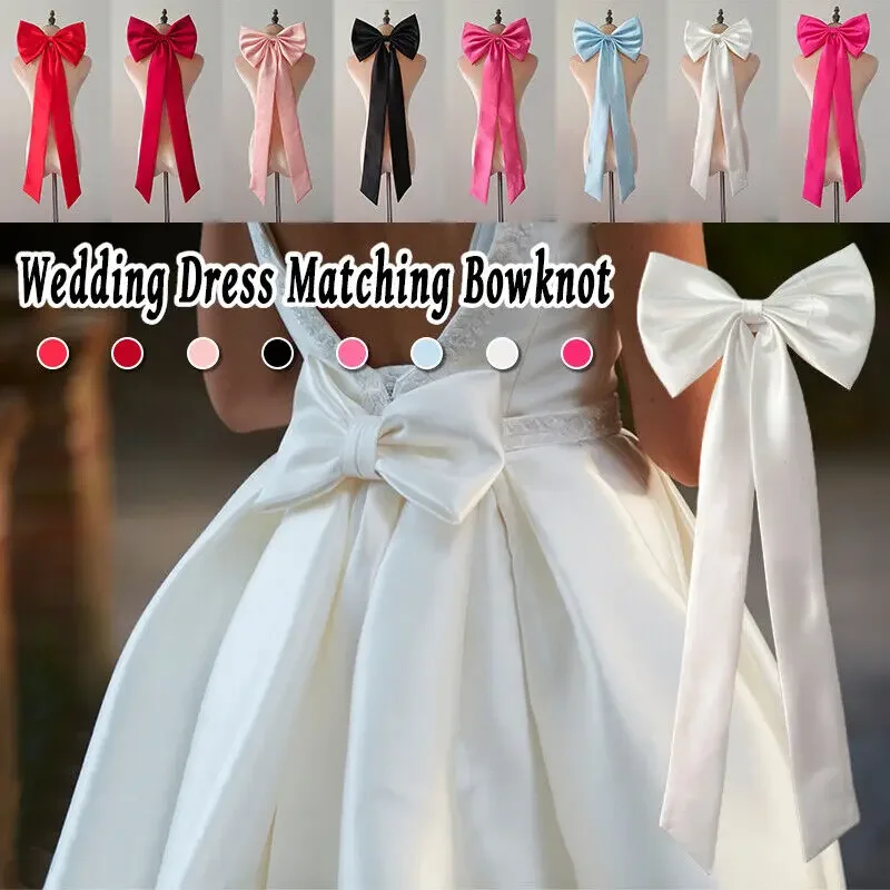 

1PC Bride Wedding Bow with Pin Bride Gown Matching Accessorie Detachable Bowknot DIY Handmade Bowknot Dress Accessories