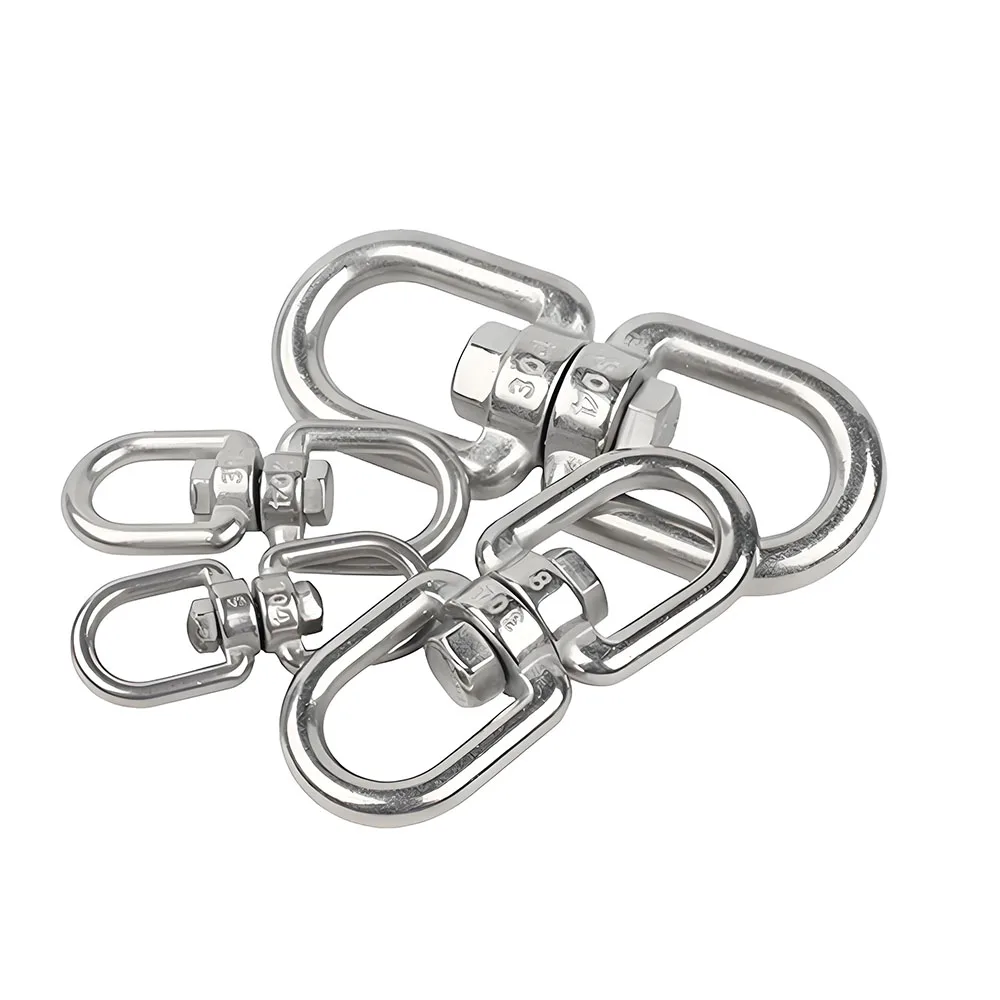 Double Eye Swivel Ring 304 Satinless Steel Eye to Eye Swivel Hook Carabiner Connector Hardware for Haning Pet Leash Swing
