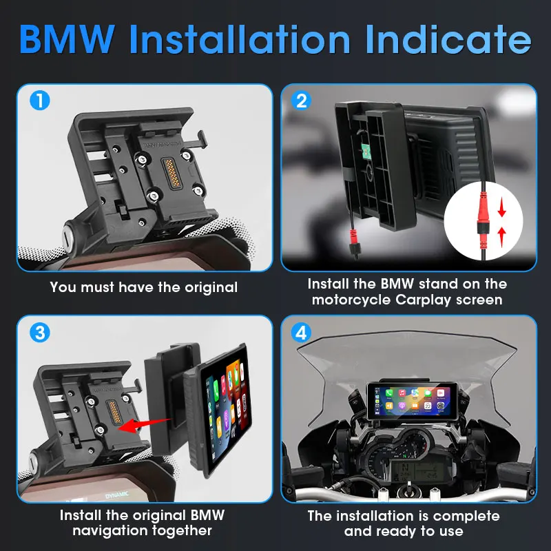 Jansite 6.86 "دراجة نارية DVR لسيارات BMW R1200GS R1250GS S1000XR داش كام IPS شاشة مسجل Carplay أندرويد السيارات عدسة مزدوجة الكاميرا #6