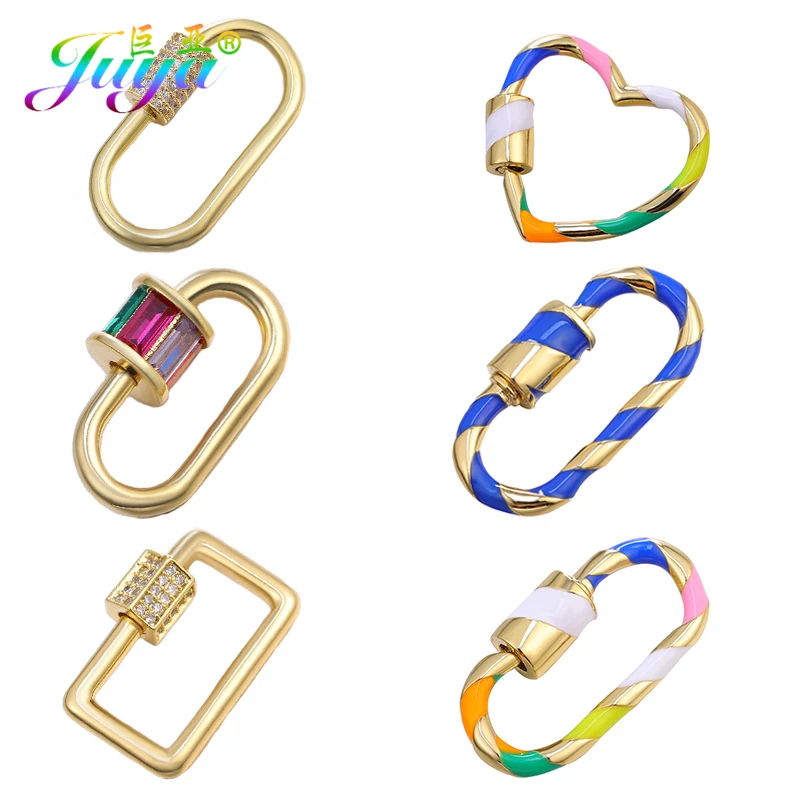 Juya DIY Creative Spiral Locks Supplies Handmade Mesh Chains Punk Jewelry Making Decorative Carabiner Screw Clasps Accessories
