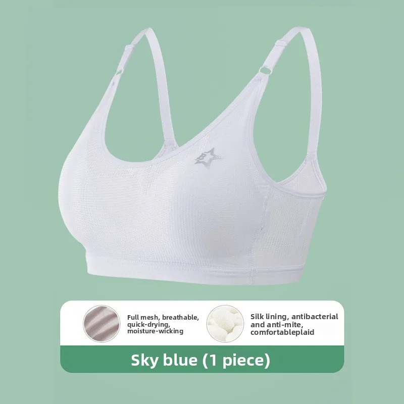 Junior High School Everyday Mesh Breathable Brassiere Girls' Underwear Fixed Cup Lady Sports Vest Puberty Development Womans Bra