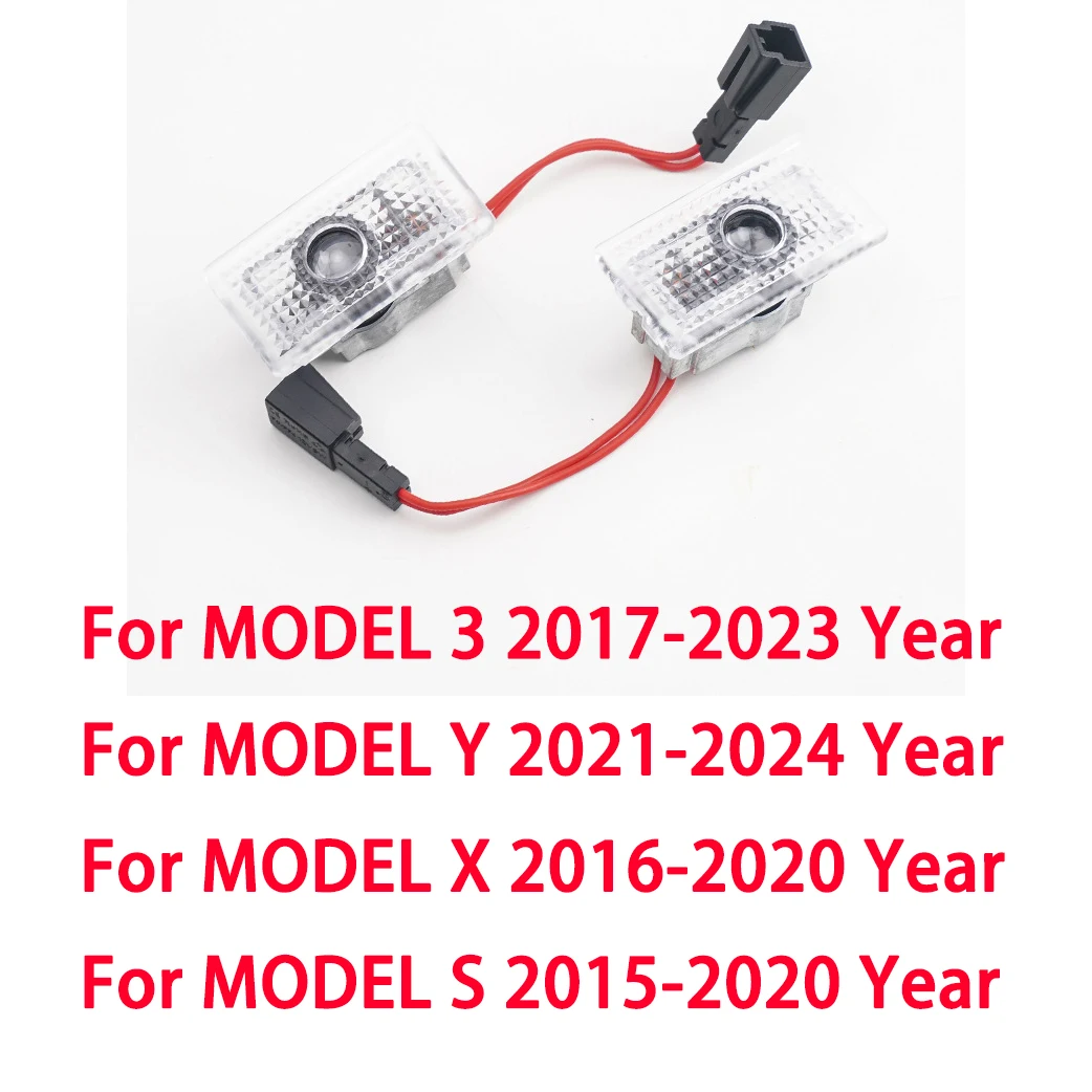 For Tesla 2Pcs White Car HD Projector Lamp LED Door Welcome Light For Tesla Model S Model Y Model 3 Model X