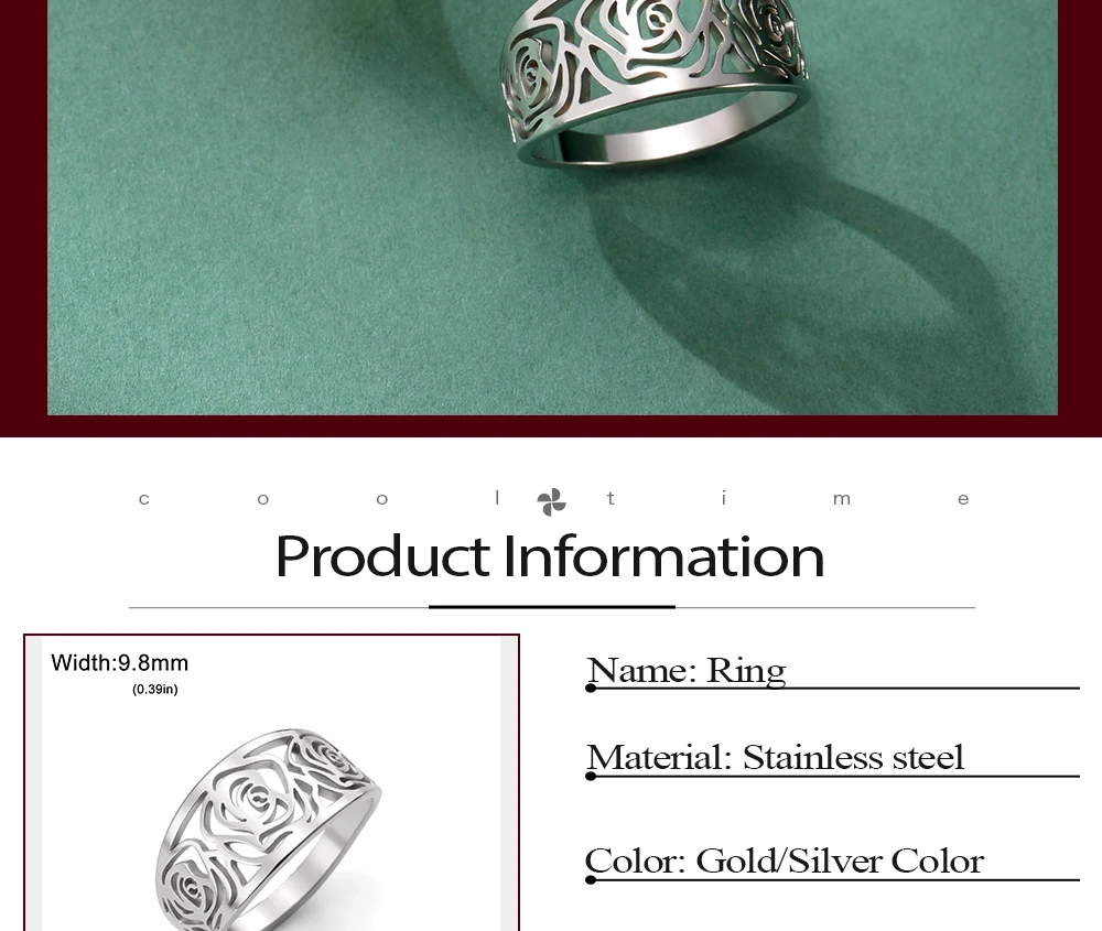 2026 Neuerscheinung Rose Damenringe Retro Edelstahl Goldfarben Täglicher Schmuck Sexy Accessoires für Frauen – Detail 2
