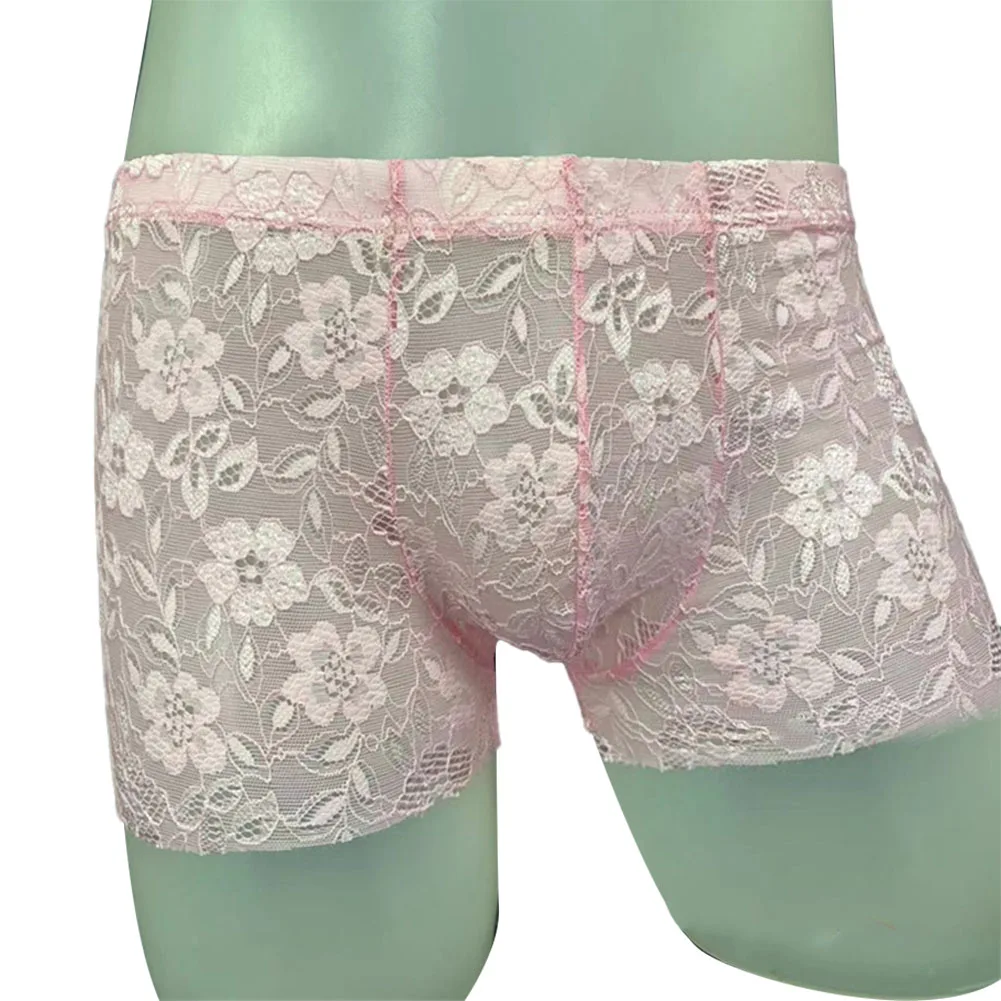 Men's Lace Pouch Bulge Mid-Waist Panties