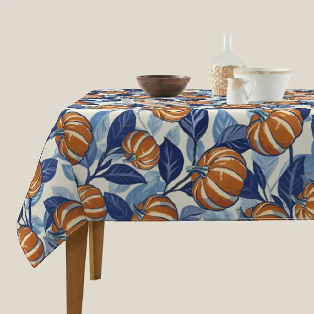 

Скатерть прямоугольная для Дня благодарения, 60x84 дюйма, с осенним узором из тыкв и листьев, декоративная, для праздничного стола