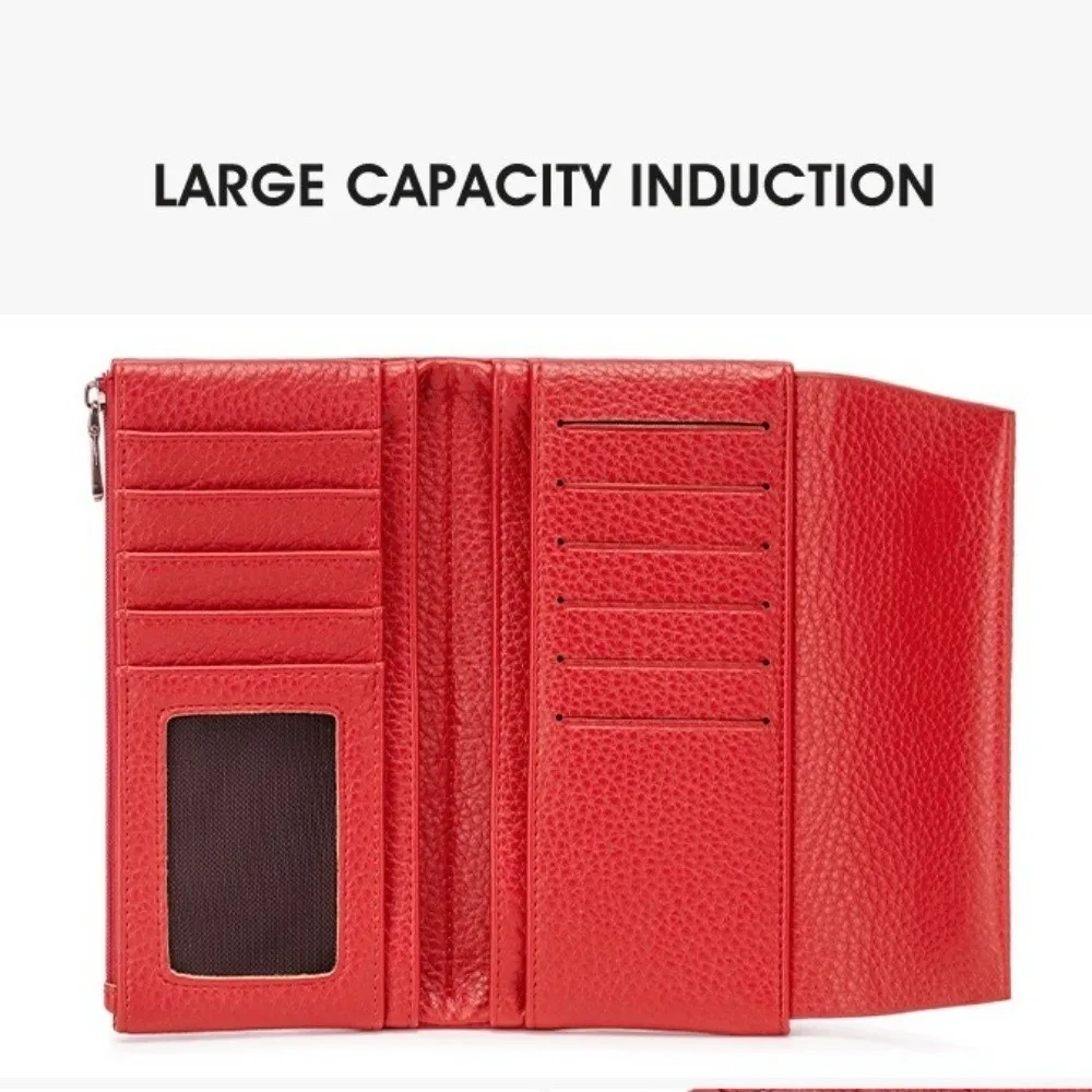 Multi-Functional Long Women's Wallet Multi-Pocket Portable Coin Purse RFID Blocking Tri-Fold Wallet For Women