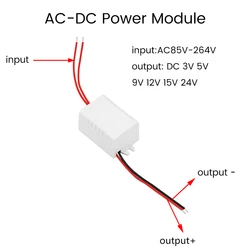 Módulo de alimentação Mini Buck, LED isolado tensão estabilizada, AC 110V 220V 230V para DC 3V 5V 9V 12V 15V 24V, 3W