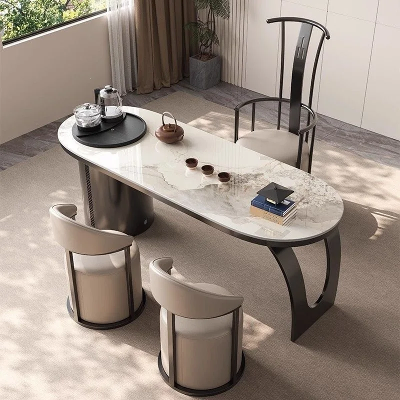 Tea table rock slab integrated table and chair combination modern living room balcony kung fu ea table