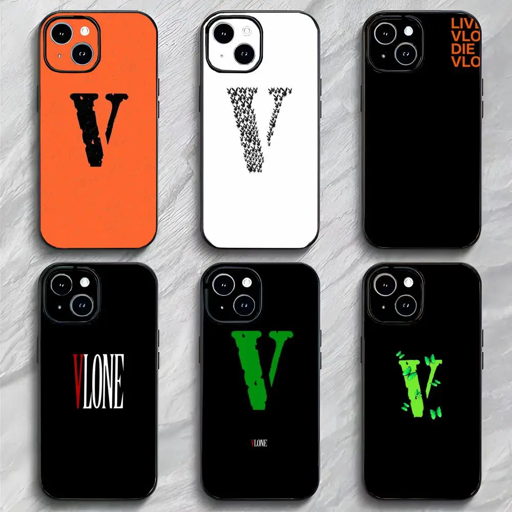 Funda para Teléfono V-vlone Negra Mate Delgada para iPhone 17 16 15 14 13 ProMax
