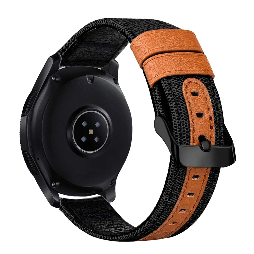 Leather Bands For Samsung Watch Active2 40mm 44mm Band 20mm 22mm Leather Nylon Wrist Strap For Galaxy Watch 46mm 42mm Bracelet