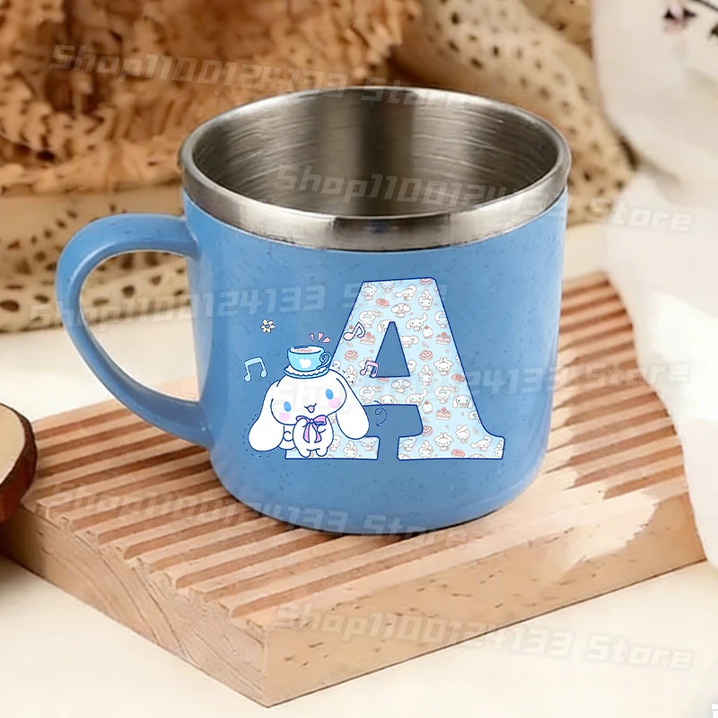 

Cute Cinnamoroll Stainless Steel Water Bottle Woman Kawaii Letters A-Z Anime Print Girl Toothbrush Water Cup Kid Party Gift Xmas