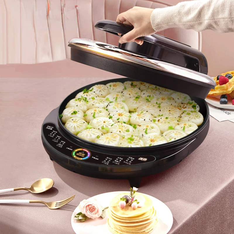 Household Double-sided Heating Pancake Machine 34CM Electric Pancake Pans Deepened Enlarged Stainless Steel Cover Crepe Makers