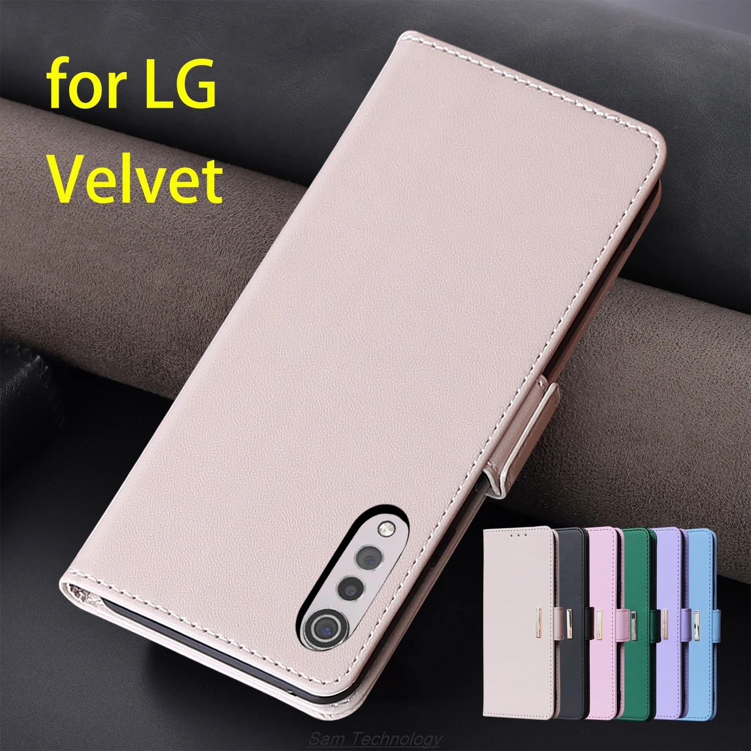 Magnetic buckle Leather Case for LG Velvet L-52A / Velvet 5G UW Wallet RFID BLOCKING Flip Cover female Simple Capa Fundas Coque