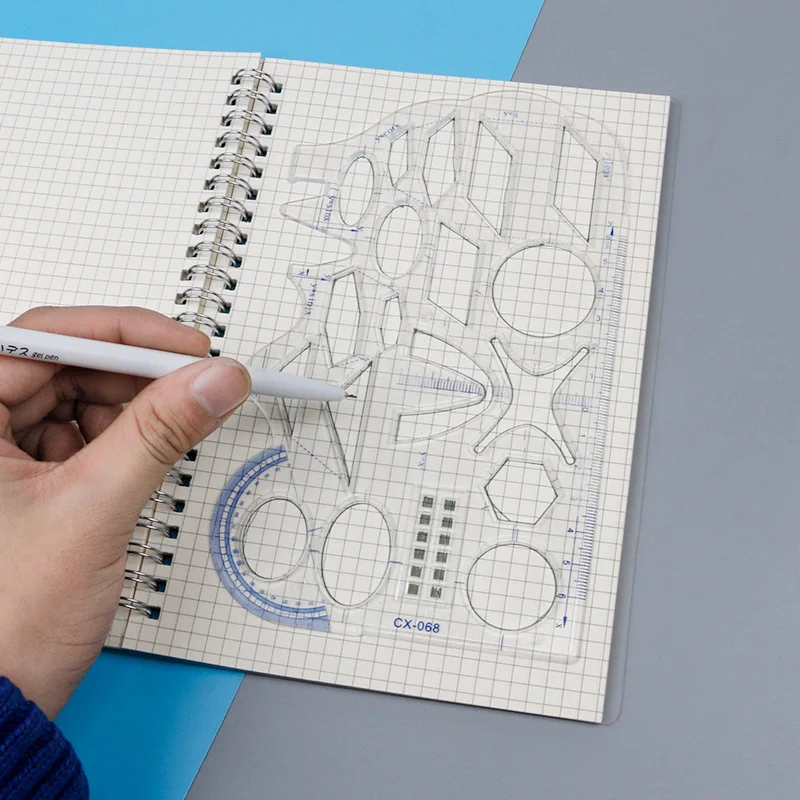 Règle géométrique multifonctionnelle, modèle de dessin géométrique, outil de mesure pour l'école, le bureau, règle de mesure de l'architecture