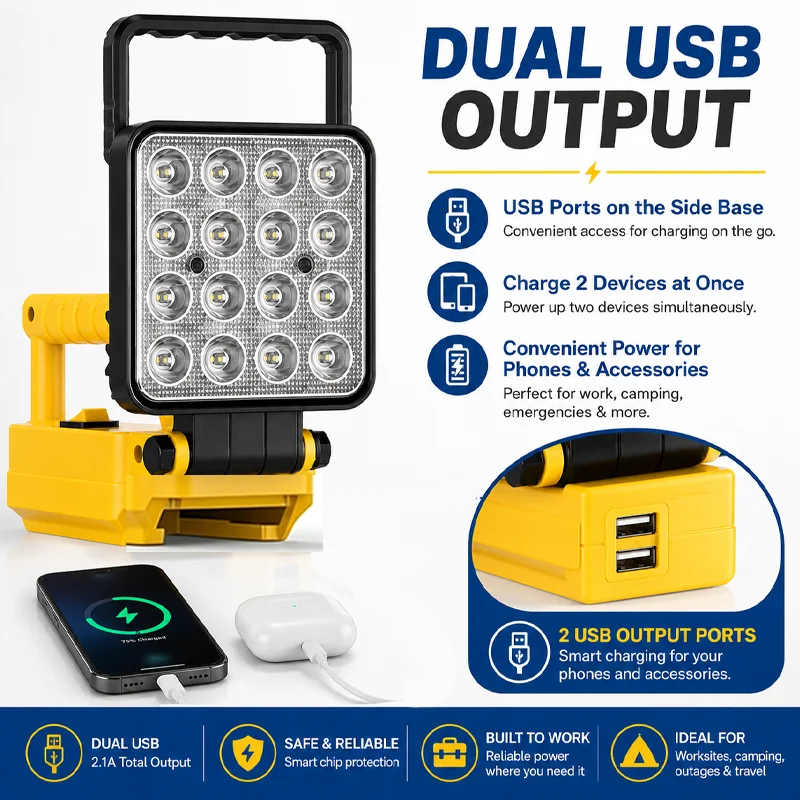 for dewalt outdoor light,LED Work Light, flashlight dewa-lt , Compatible with dewal-t battery , Dual Handles, Waterproof