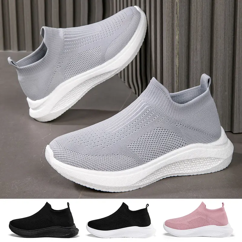 

Women Men Sneakers Outdoor Breathable Men Running Shoes Solid Mesh Slip on Gym Fitness Training Walking Shoes Plus Size 36-45