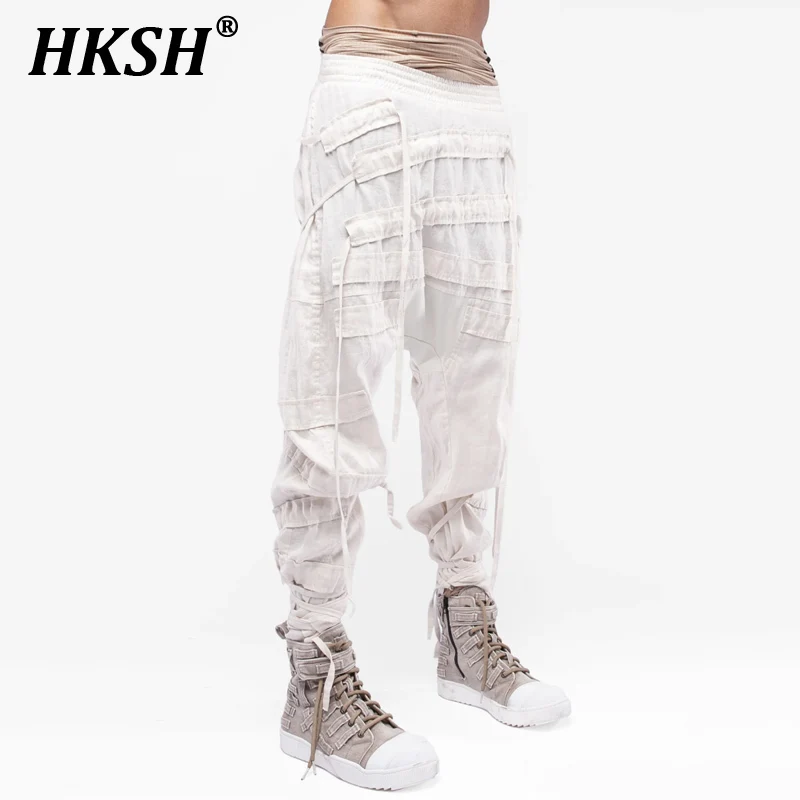 HKSH Waste Land Strap Binding Function Feet Binding Cotton Ninja Four Seasons Casual Cargo Pants Men's Tide Punk Techwear HK4343