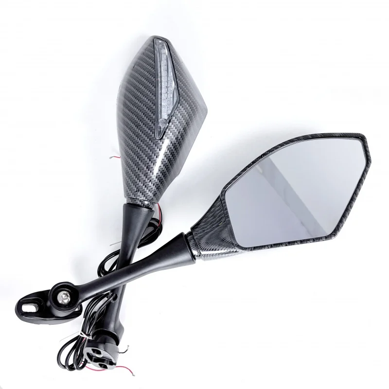 2Pcs Motorcycle Rearview Mirrors With Integrated LED Turn Signals Universal For Yamaha MT YZF R1 R6 R6S FZR600 Honda CBR 600 GSR