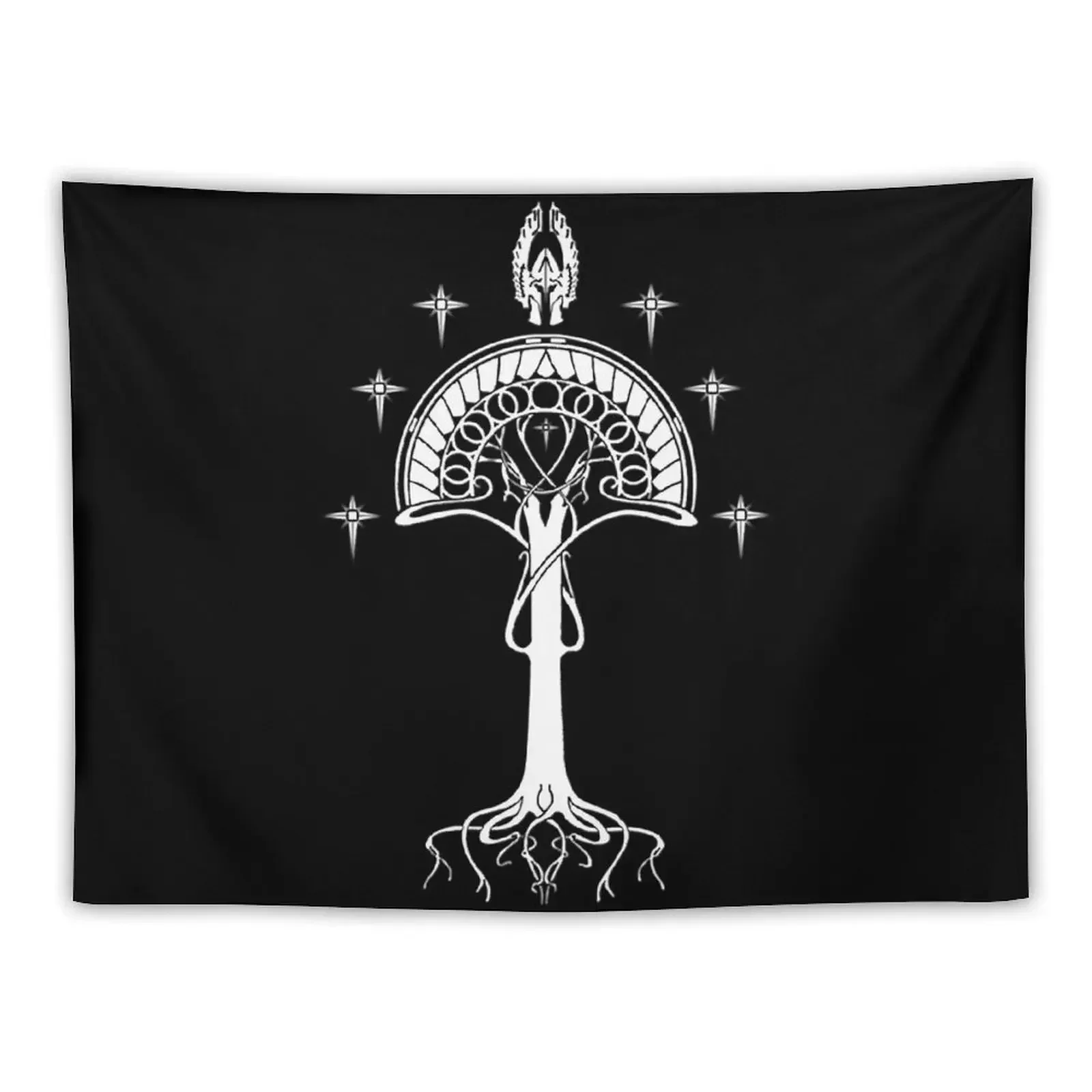 

Sigil of the United Kingdom of Arnor and Gondor (Gondorian black variant) Tapestry Decoration For Rooms On The Wall Tapestry