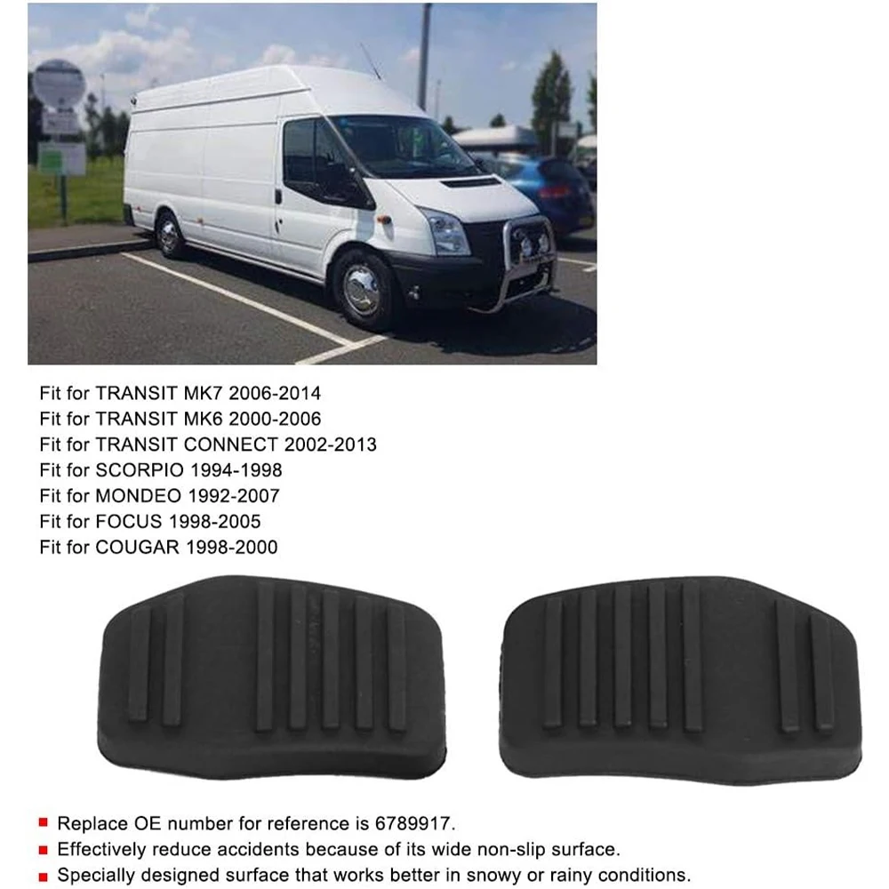 2Pcs Brake Pedal Rubber Pad Cover 6789917 Anti Slip Brake Pedal Foot Pad For Ford Transit MK6 MK7 2000-2014