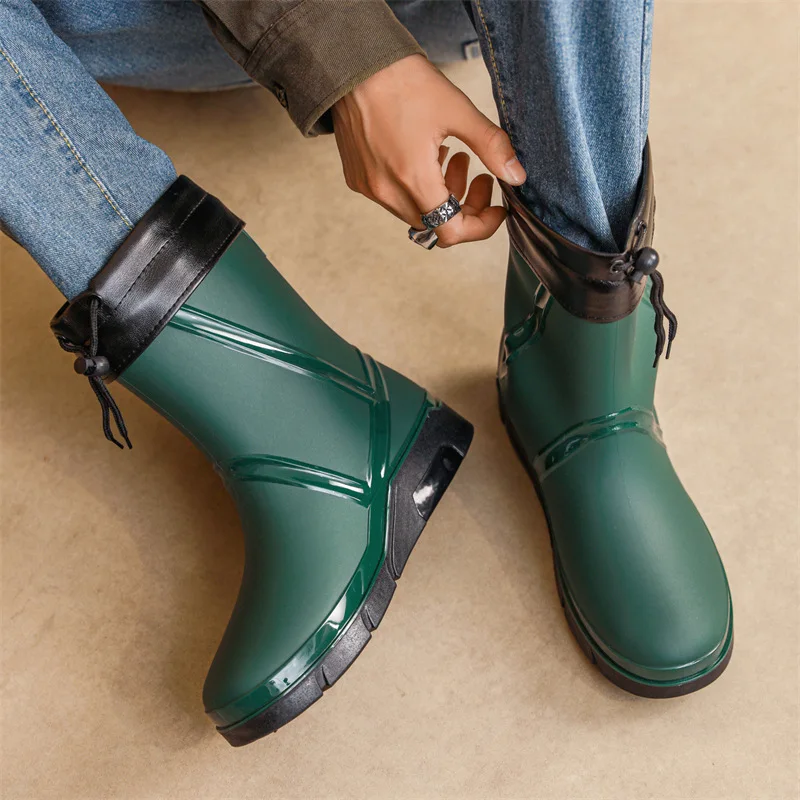 

Мужские зимние непромокаемые хлопковые резиновые сапоги Thiened Fce на подкладке, противоскользящие кухонные ort Water oes, прочная резиновая подошва 2026