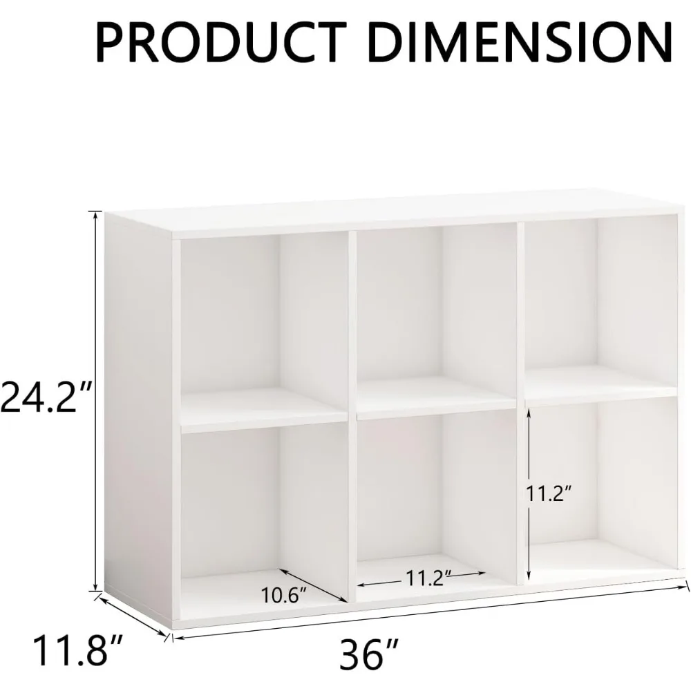 Drewniany organizer z 6 kostkami zamykanymi na tył, biała półka kostkowa, wytrzymały organizer z przegródkami do przechowywania.
