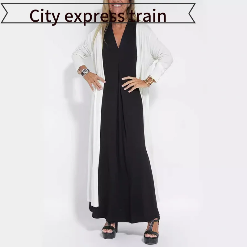 

Printed Casual Linen Loose Sexy Dr Autumn Winter Color Slit Street Sle Long Women's Faion Polyester Fiber Thin M...