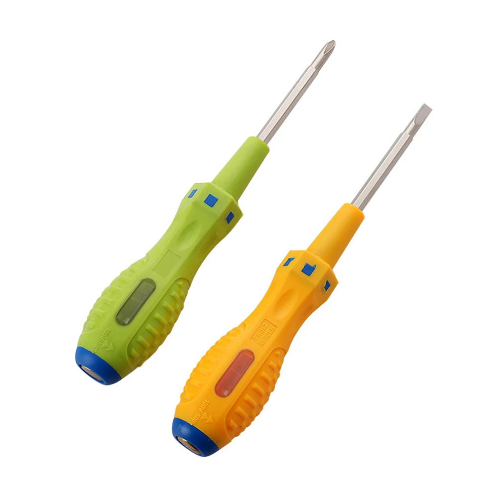 

Slotted/Phillips Dual Purpose Screwdriver AC/DC100-500V Electrician Test Pencil Anti-slip Insulated Handle Alloy Bit Screwdriver