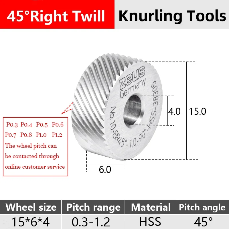 ZEUS 15*6*4 BL/BR  30° 45° HSS Single Wheel Hommel+Keller Knurling Tools For CNC Lathe