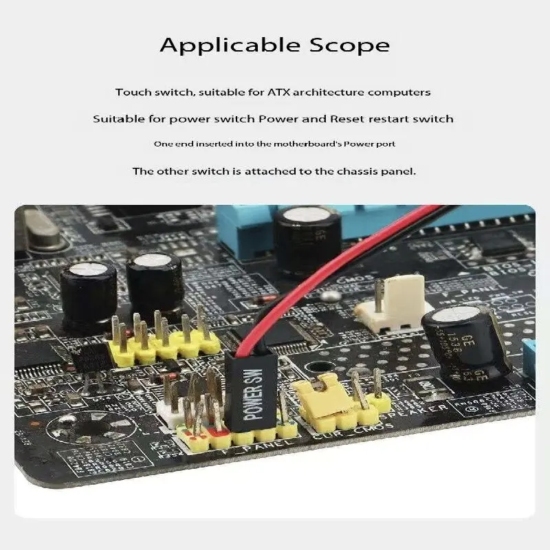 Computer Power Reset Switch Cable Supply I/O PC Motherboard Cable and Button Switch Replace a Broken Power Switch Cable